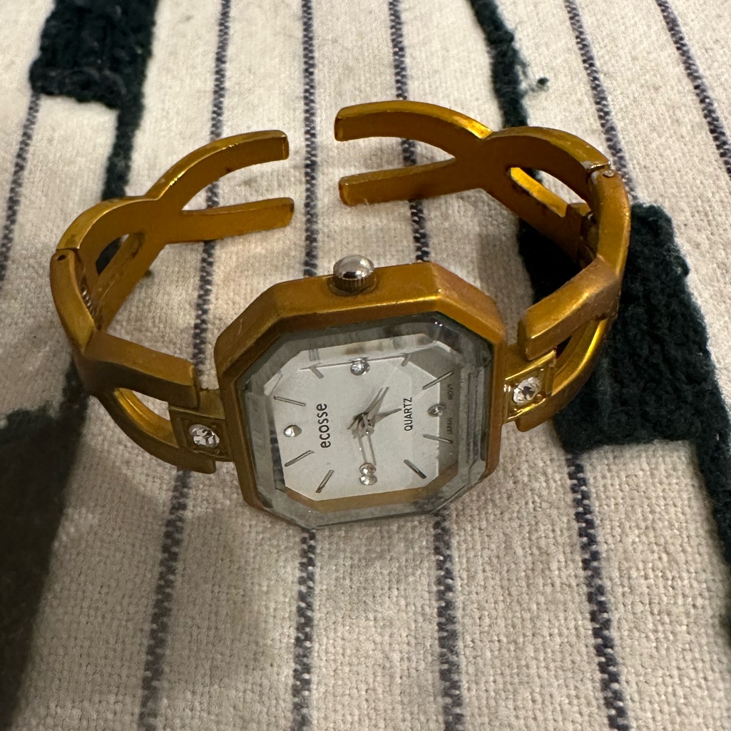 Vintage Encosse Gold Tone Watch Antique Bracelet Woven